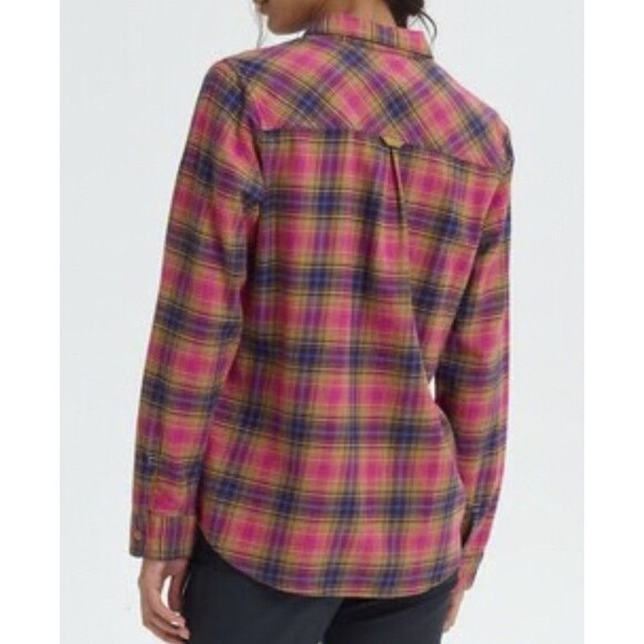Burton Grace Long Sleeve Flannel Women’s Size Large Fuchsia Plaid - Picture 2 of 13